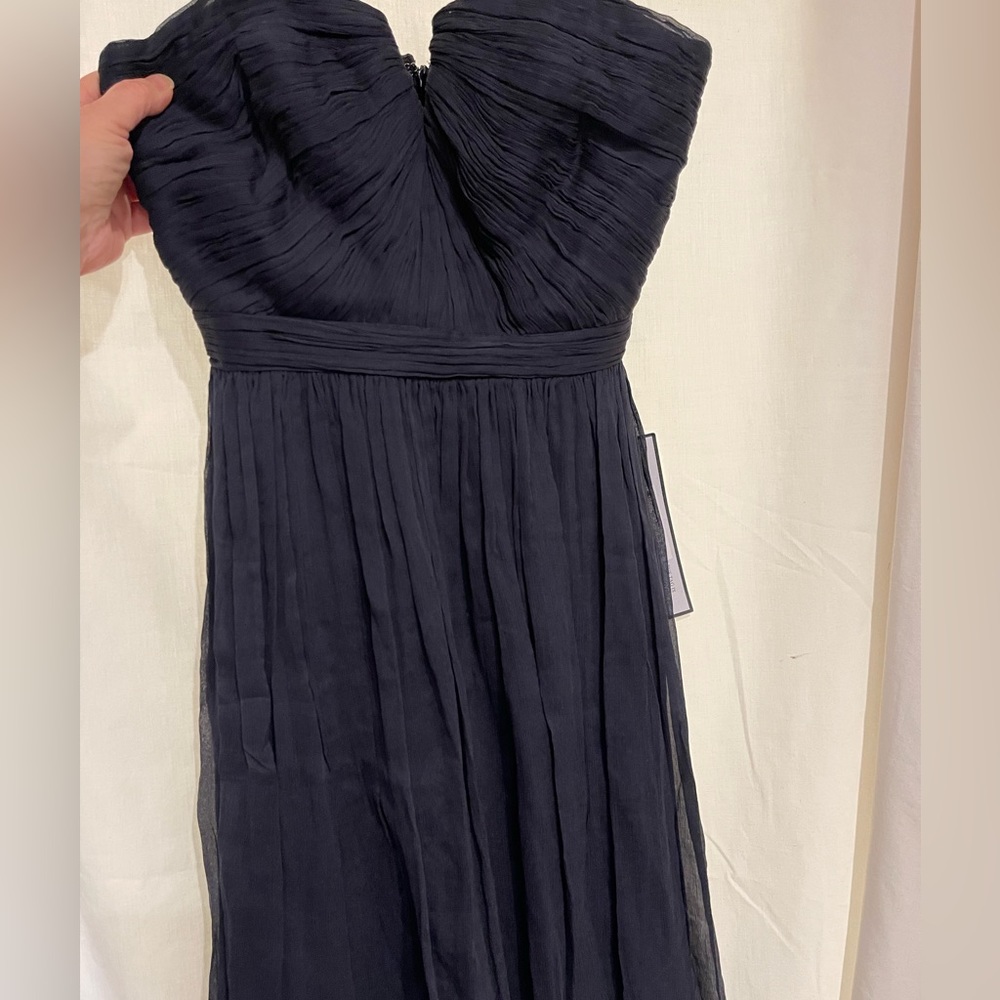 J Crew Size 00 Dress Navy Blue Strapless Tulle Pleated Cocktail Occasion NEW